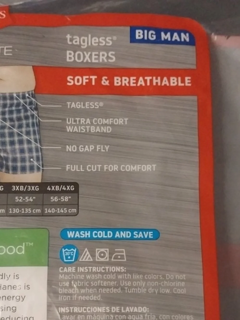 Hanes Plaid Boxers Mens 2XB 48-50 Waist